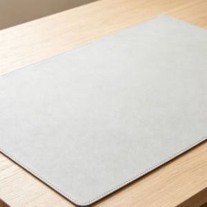Gray Genuine Leather Desk Mat (Ink-Absorbing & Non-Slip)