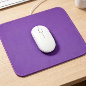 Soft purple cute-style mouse pad; waterproof/spill-resistant; non-slip rubber base; fully stitched edges; office mat.