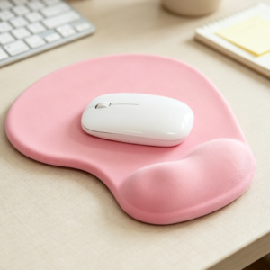 Ergonomic pink silicone wrist-rest mouse pad with a special-texture non-slip rubber base