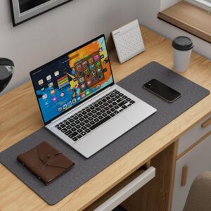 Solid Dark Tone Felt Desktop Mat, Oversized Desk Surface Protector, Anti Slip Combined Keyboard And Mouse Pad For Office Computer Desks