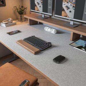 Oversized Light Tone Felt Desktop Mat, Anti Slip Full Coverage Keyboard And Mouse Pad, Wear Resistant Surface Protector Mat For Office And Household Desks